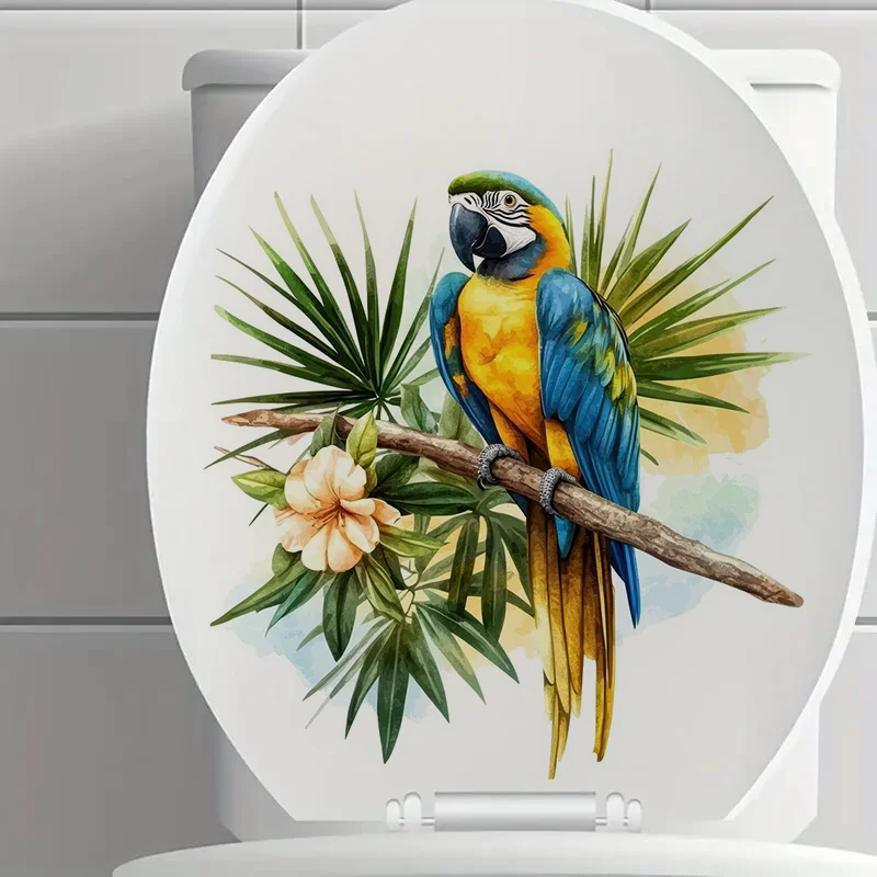 

Georgeous Parrots Toilet Lid Stickers, Apply for Wall, Door, Cabinet, Window, Car Decoration, Vinyl Animal Decals, Art Wallpaper