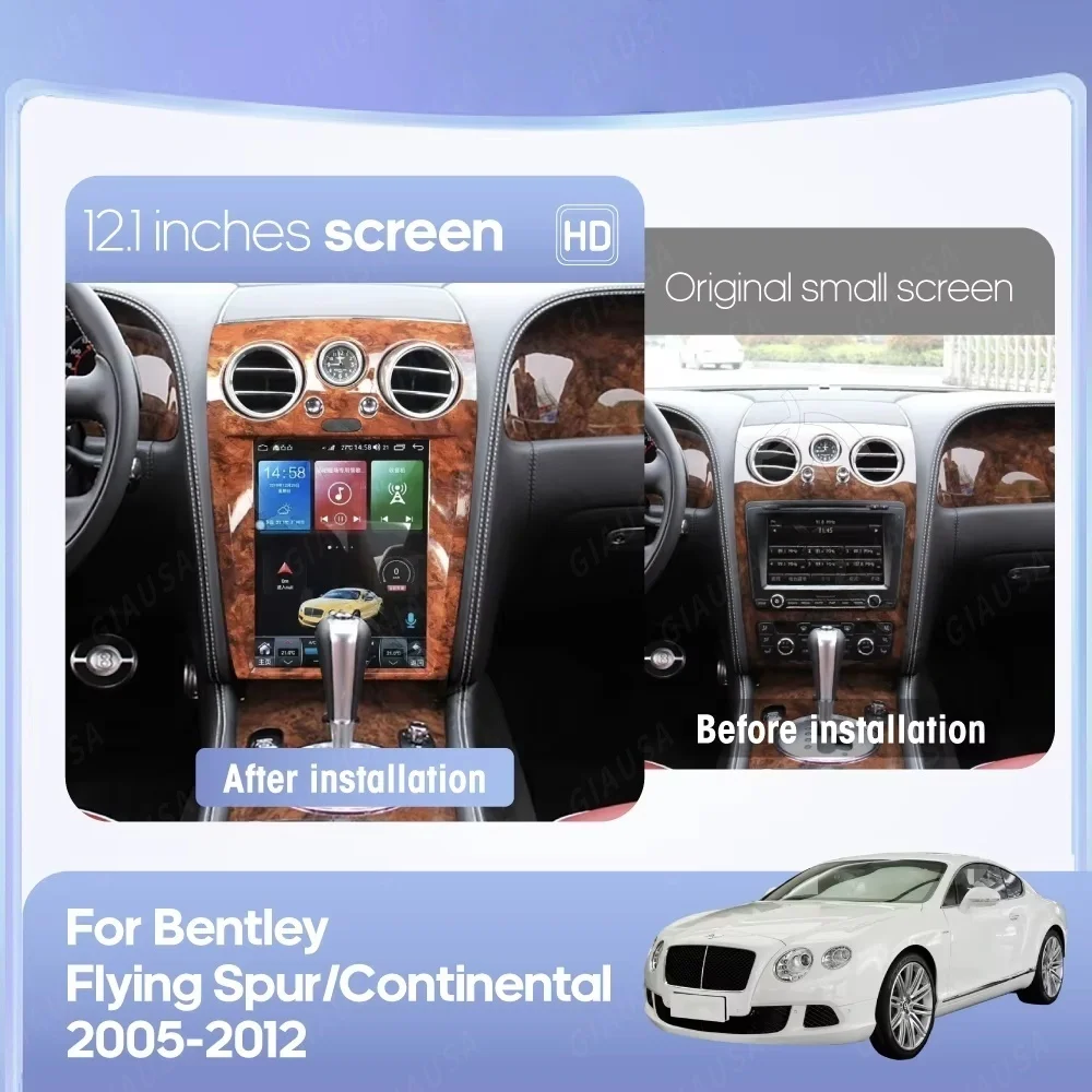 Беспроводной автомобильный смарт-модуль CarPlay Android14 для Bentley Continental GT Flying Spur RNS810 12-18, поддержка зеркального OEM микрофона