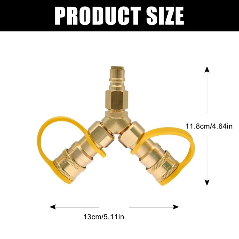 E28F 3/8 Y-Splitter Separator Gas natural Connecte rápido Adapter Dururing