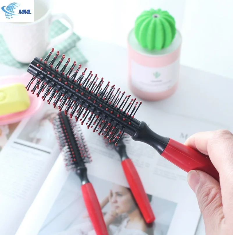 professional anti-static cylindrical bristle curly hair styling round comb nylon teeth roller comb Special for real hair wigs