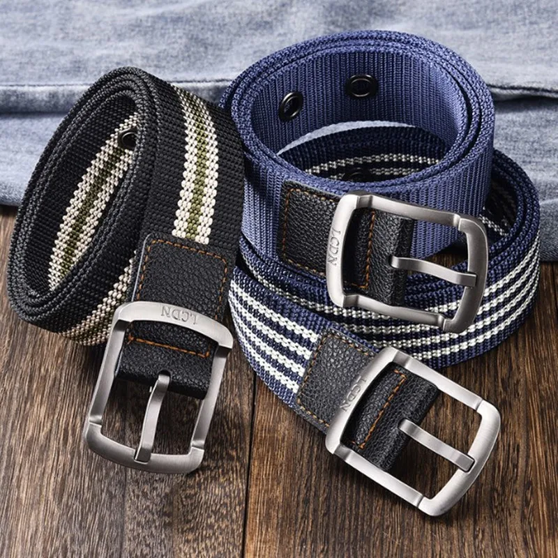 Men Women Belt Pin Buckle Woven Canvas Belt Casual Cargo Pants Waistband for Students Jeans Military Training Outdoor Belt