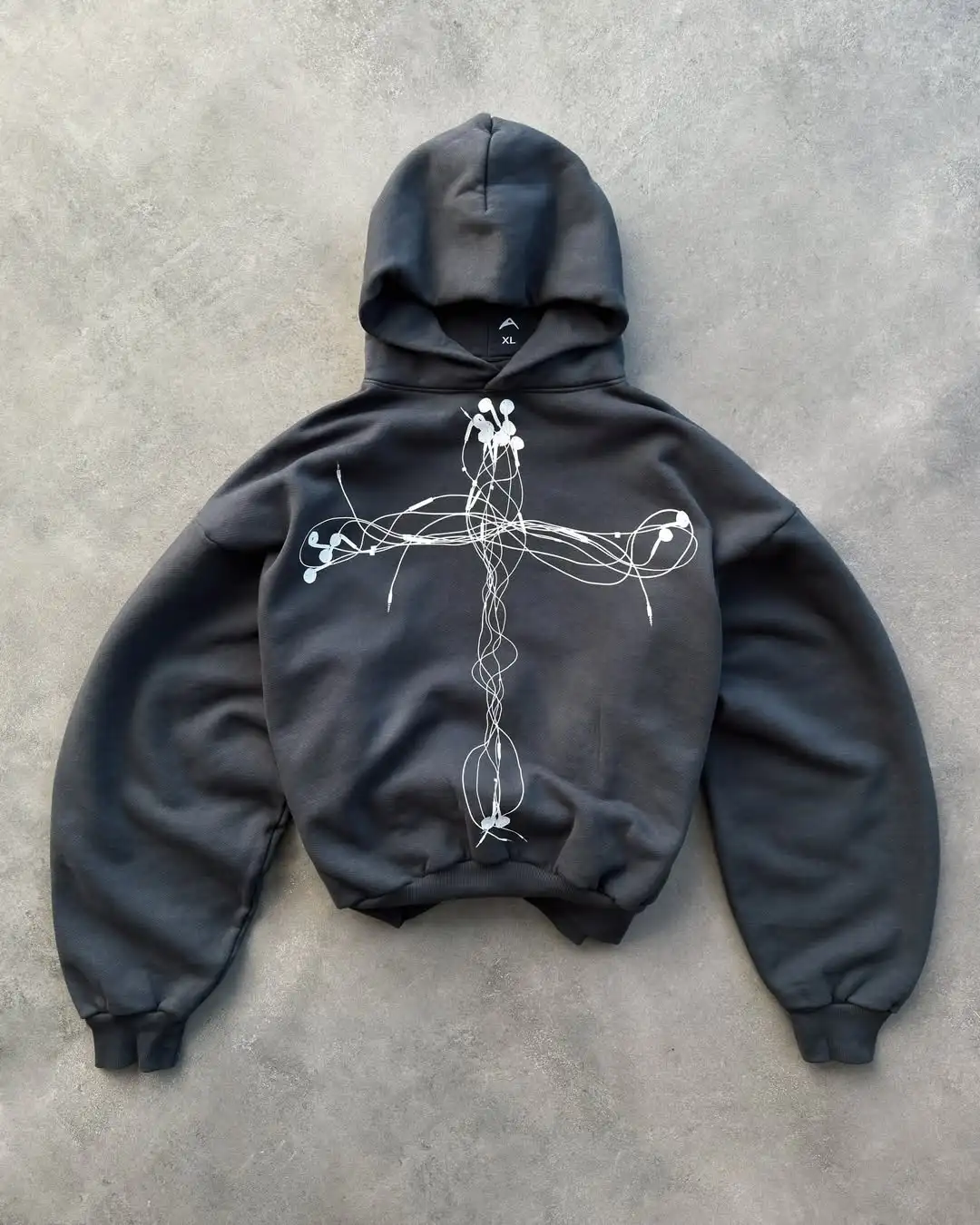 

Y2k Washed Design Graffiti Pattern Simple Style Hooded Jackets Couple's Vintage Commute Dressing Up Harajuku Sweatshirts