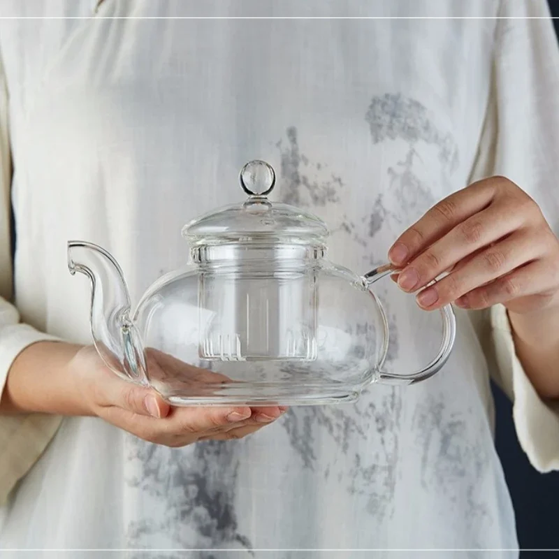 400ml/1000ml Glass Teapot Filterable Heat-resistant Thickened High Borosilicate Durable Flower Tea Pot Heatable Puer Oolong Pot