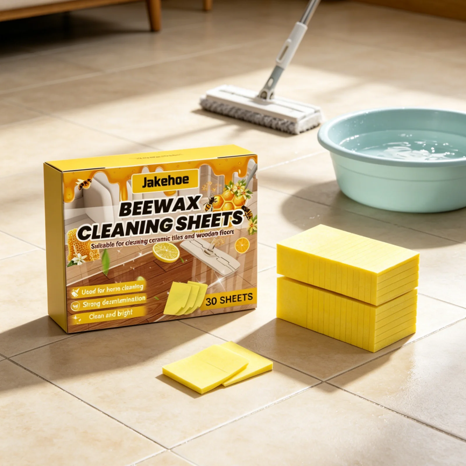 

Jakehoe Beewax Cleaning Sheets Powerful Decontamination Remove Stubborn Stains Household Multi Surface Floor Cleaning Tablets