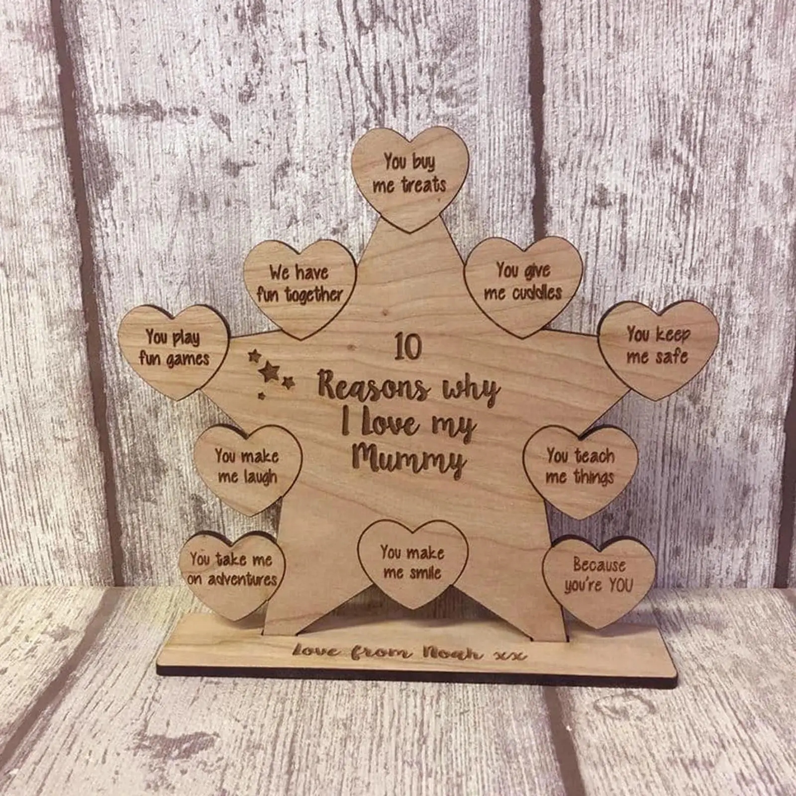 Sweet 10 Reasons Why i Love My Mum Ornament Collection Craft Wood Tree Board