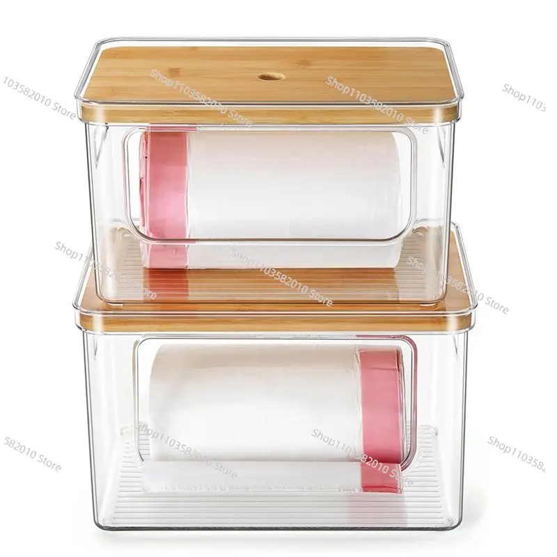 

Держатель для мусорных пакетов AA76, 2 шт., бамбуковый органайзер для кухни и прачечной