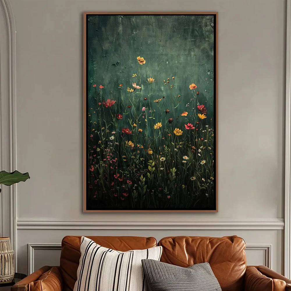 1PC Frameless Spring Wildflowers Field Posters Canvas Painting Vintage Floral Botanical Landscape Wall Art Home Farmhouse Decor
