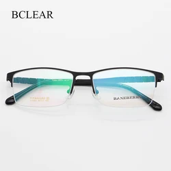BCLEAR Pure Titanium Glasses Frame Men Square Eyewear 2022 New Male Classic Half Rim Optical Prescription Eyeglasses Frames
