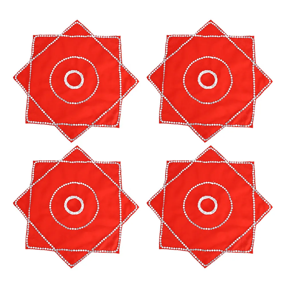 

4Pcs Rotating Dance Handkerchief High-Grade Cloth Red Yangko Handkerchief for Stage Performance Folk Dance Masquerade Cosplay