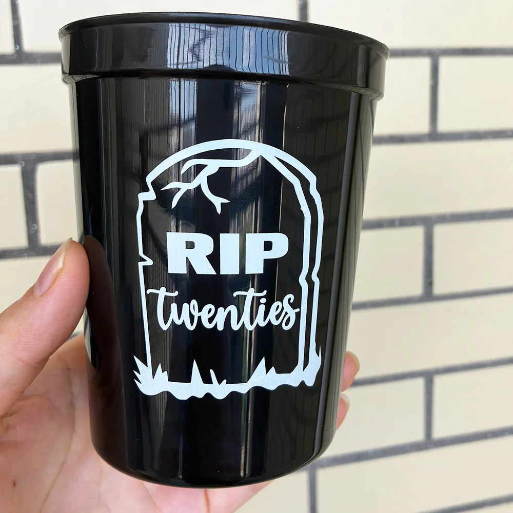 12 قطعة Rip to My 20s أكواب سميكة 16 أوقية 30th عيد ميلاد أسود من البلاستيك بهلوان ملعب أكواب مزق عشرينيات 20s لوازم حفلات أعياد الميلاد #2