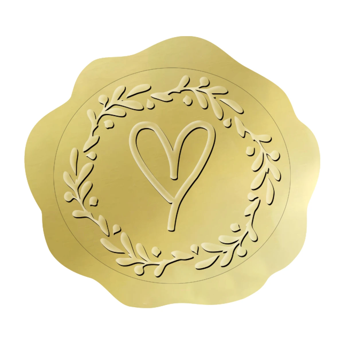 100 PCS Foil Golden Embossed Heart Envelope Sealing Labels Self Adhesive Decorative Packaging Stickers