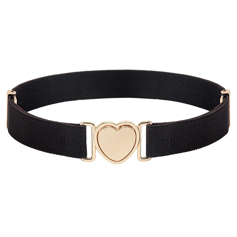 55cm Heart Buckle Elastic Belt Candy Color No Buckle Stretch Belt Adjustable Invisible Belts For Girls Decorative skirt