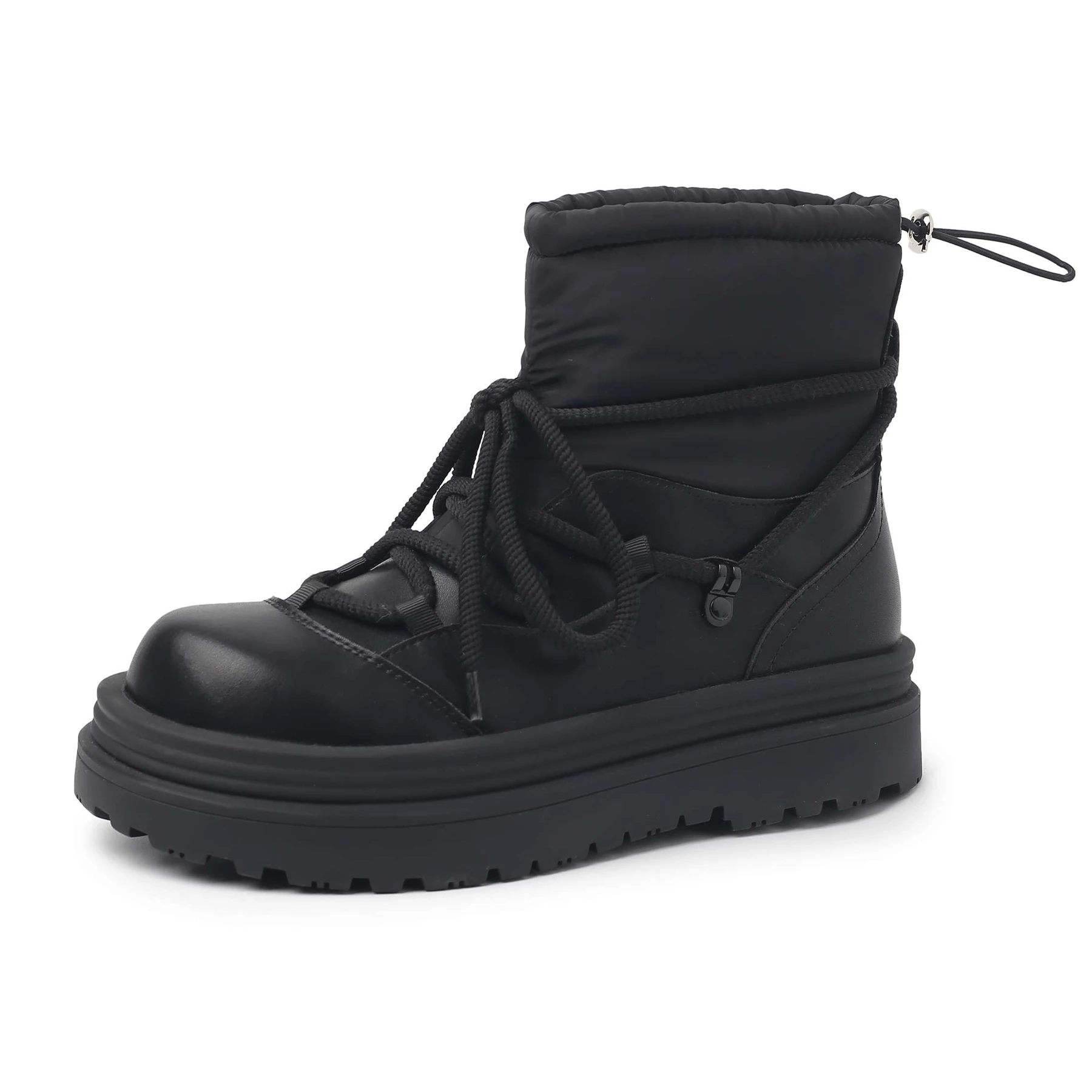 Cold Resistance Cow Split Leather Plush Casual Snow Boots Warm Winter Shoes Platform Brand Cross-tied Classics Women Ankle Boots