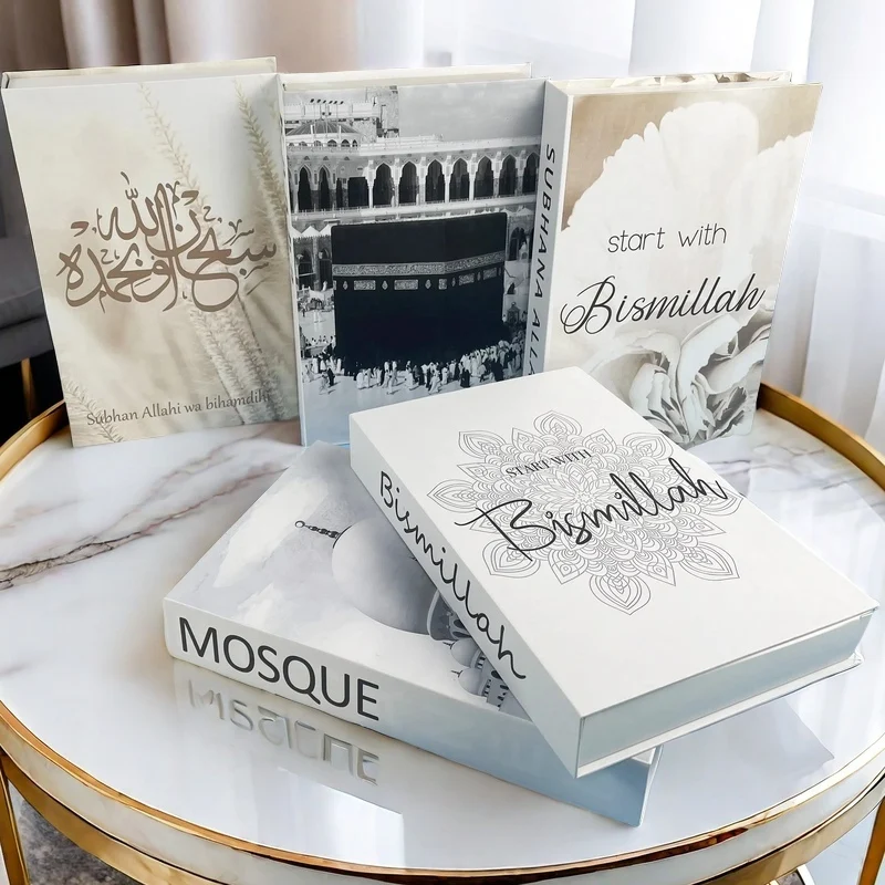 Islamic Mosque Luxury Decorative Books Storage Box Kaaba Fake Book Home Decor Coffee Table Living Room Interior Villa Decoration