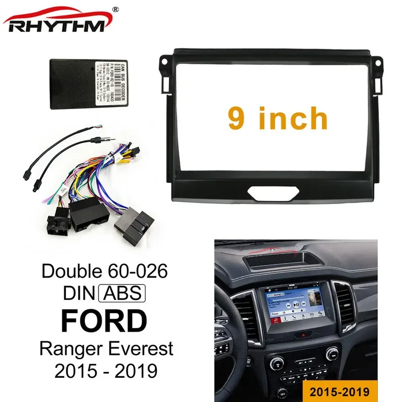 

9 Inch Car Fascia For FORD Ranger Everest 2015-2019 Double Din Car Dvd Fascias Frame Audio Fitting Adaptor Facia Panel Dashboard