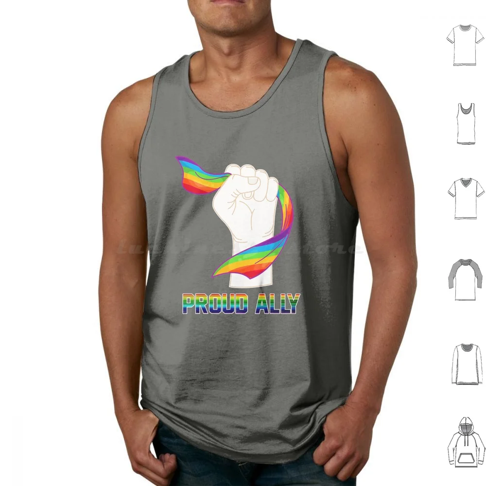 Proud Ally Lovely Pride Tank Tops Print Cotton Bisexual Pride Bi Queer Rainbow Bio Sexual Trans Asexual Pride Cute Flag