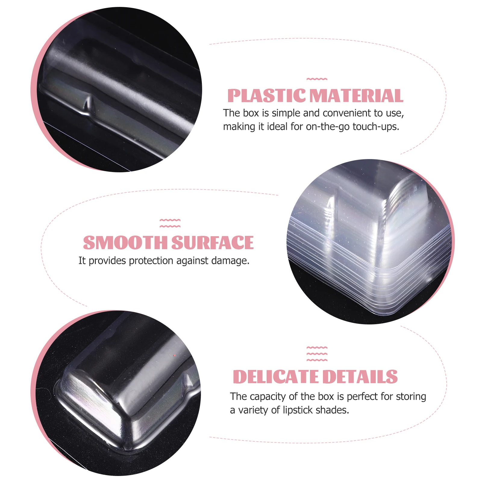 

60Pcs Clear Lip Balm Holder Transparent to Use for on-The-Go Touch-Ups with Double-Sided Tape Lip Balm Containers