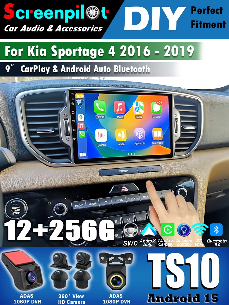 Android 16 do Kia Sportage 4 2016 2017 2018 2019 Radio Samochodowe Stereo Multimedialny Odtwarzacz Wideo CarPlay Autoradio Nawigacja GPS DSP — 2