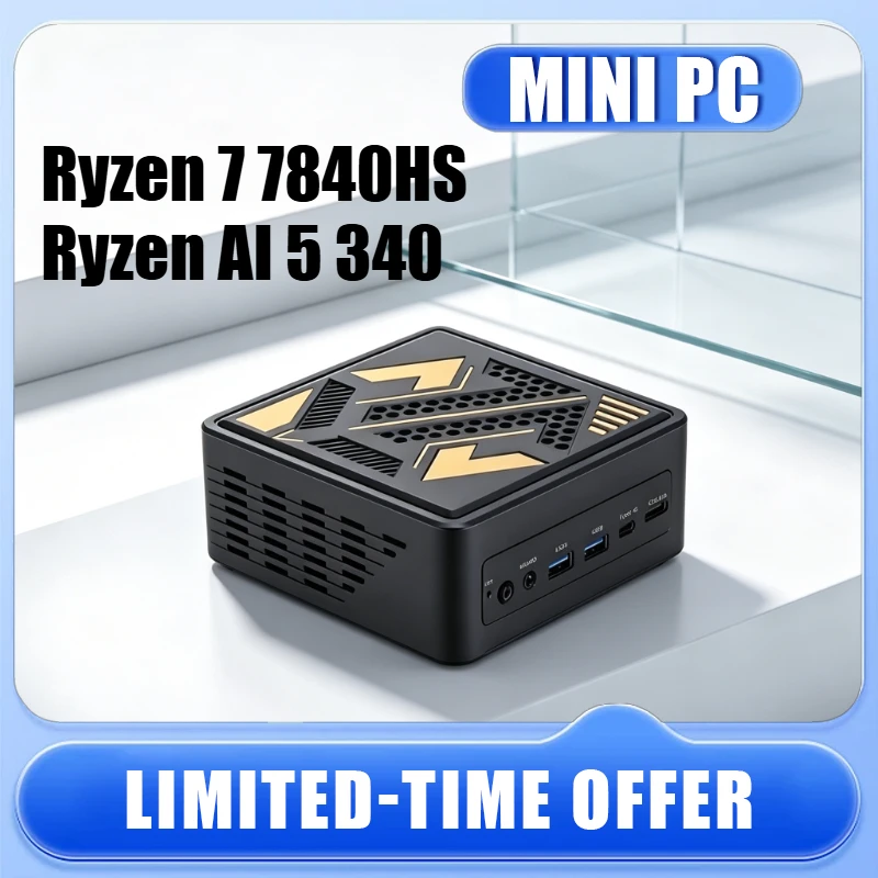 Mini PC Gaming NUC Ryzen 7 7840HS Ryzen AI 5 340 Windows 11 WiFi6E High Performance Gamer Desktop Computer