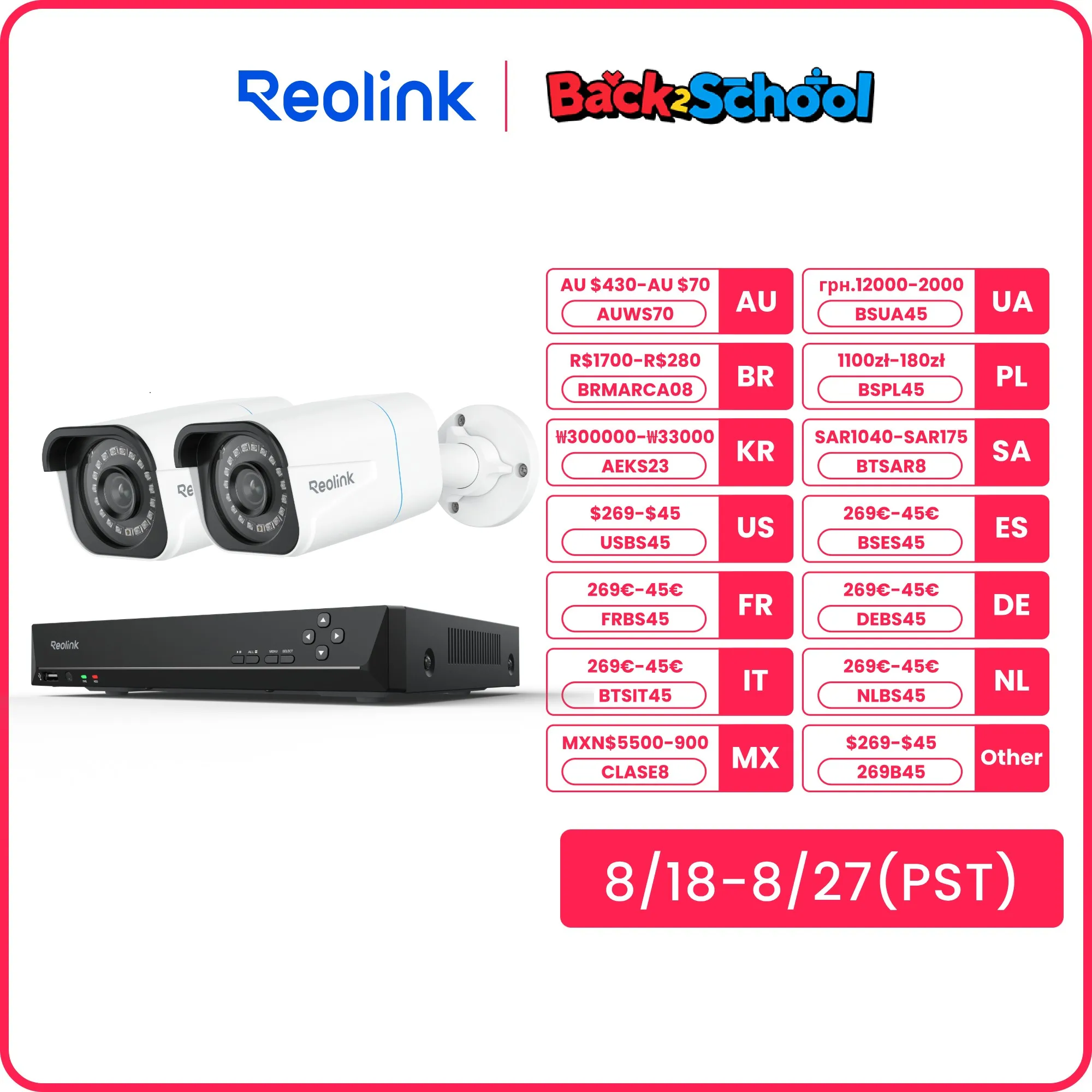 

Reolink 8-канальный NVR 4K система камер безопасности 4 шт. 8-мегапиксельная IP-камера PoE 24/7 запись 2 ТБ HDD интеллектуальное обнаружение видеорегистратор H.265