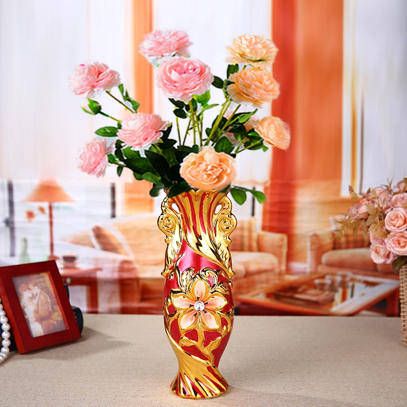 

Red Ceramic Vase Wedding Supplies Home Decoration Craft Ornaments Housewarming Gift Flower Arrangement Device Ceramic Containers