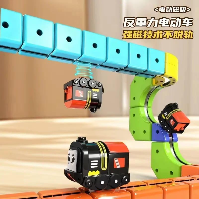 Popular Magnetic Anti-Gravity Track Train Set Detachable Magic Rail Electric Vehicle DIY Building Collection Model Desktop Gift