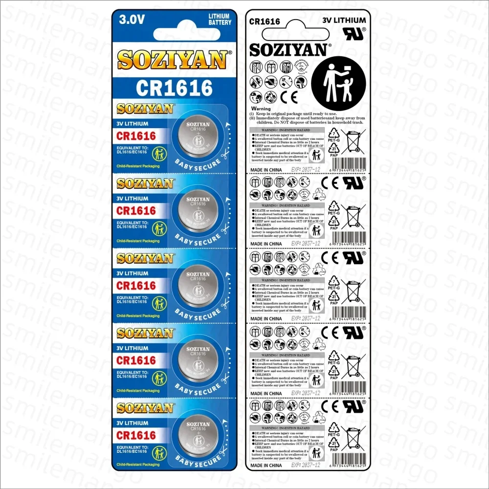 3V CR1616 Button Battery ECR1616 BR1616 DL1616 KCR1616 Suitable for Calculators, Car Keys, Watches, Flashlights