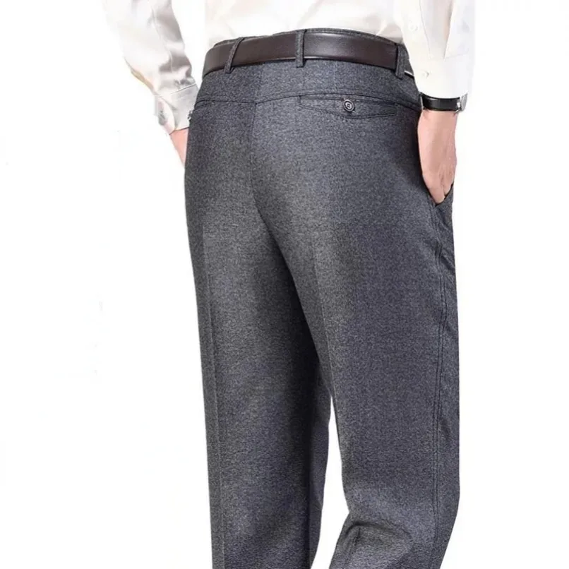 Men\'s Lightweight Business Casual Pants Summer Thin Autumn Thick Solid Gentle Trousers Male Brand Fashion Suit Pant Black Grey