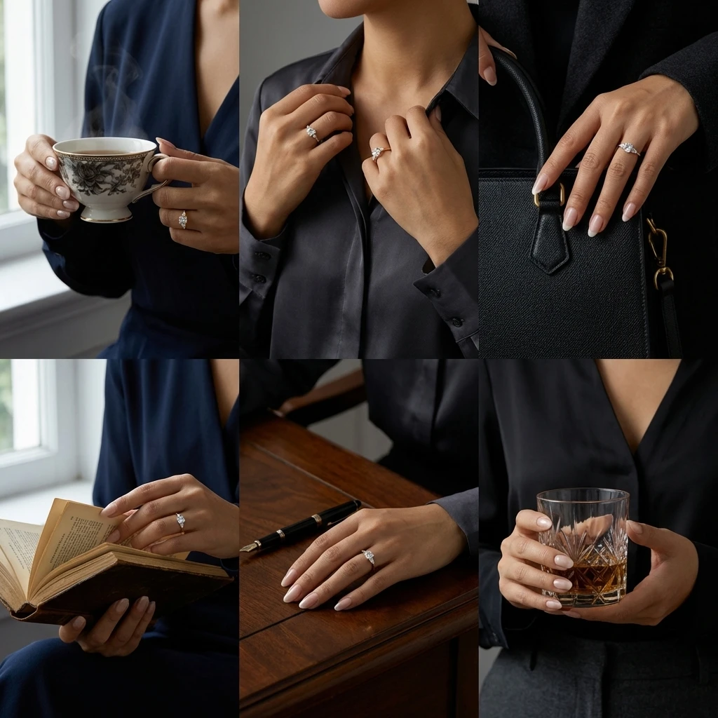 Zarter Brillanter Ring für Frauen Klassischer Messing-Zirkon Birnenförmige Seitensteine Minimalistischer Eleganter Alltags- und Versprechensschmuck – Detail 3