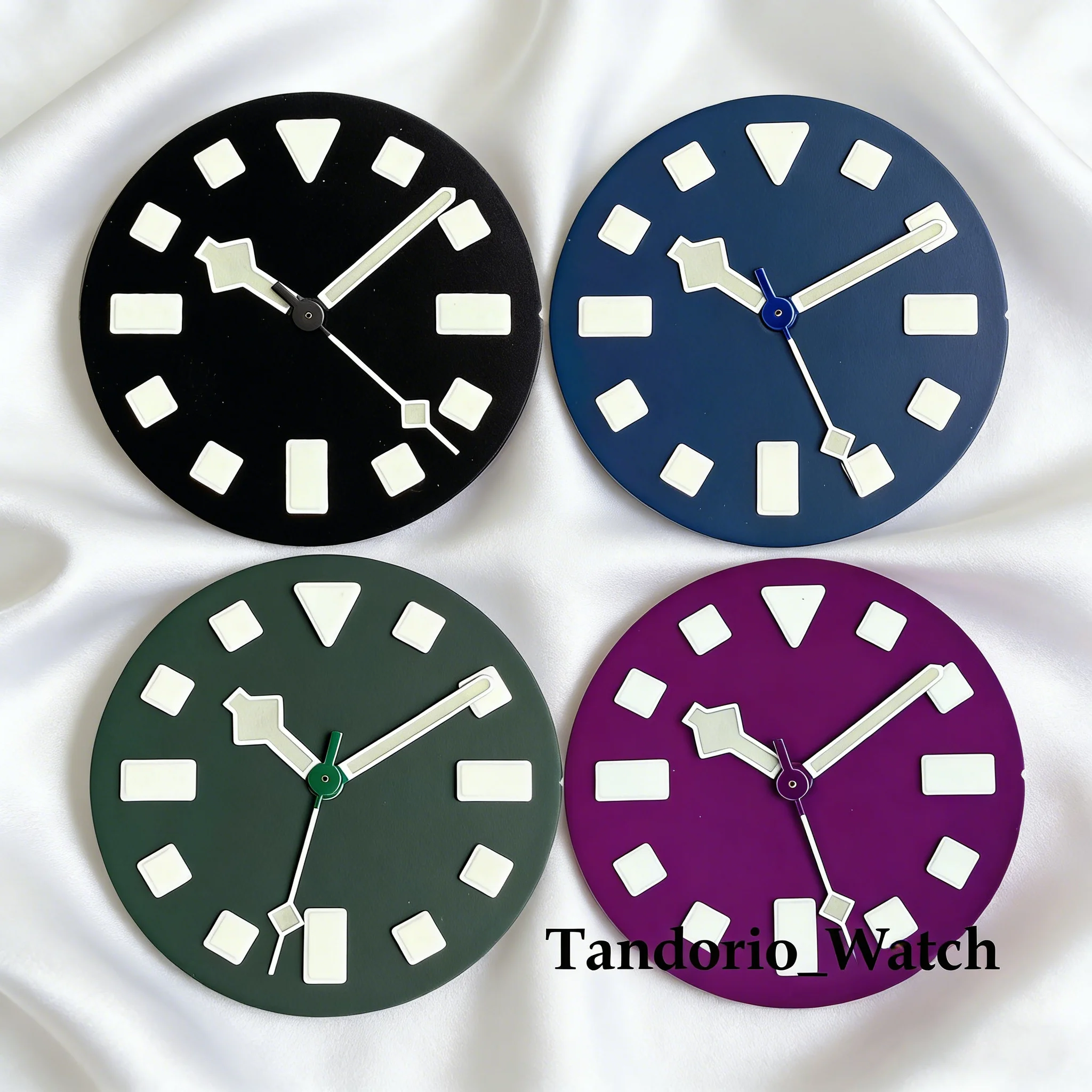 Tandorio 29mm ETA 2824 PT5000 NH35 Watch Dial With Snowflake Watch Hands Green Luminous Black/Blue/Green/Purple Dial Accessories