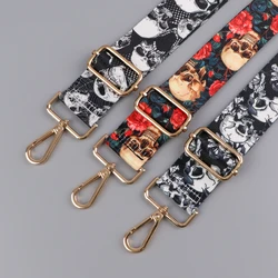 Cool Skeleton-correas cruzadas de hombro para hombre, cadena dorada con patrón de Calavera, Correa ancha ajustable, accesorios para bolsos