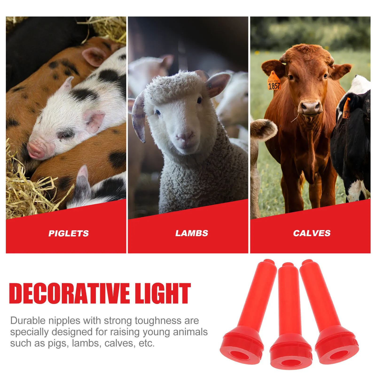 

3pcs Feeding Bottle Nipples Sheep Pet Animal Pacifier Standard Silica Gel Lamb Feeders Reusable Silicone Nursing Bottles