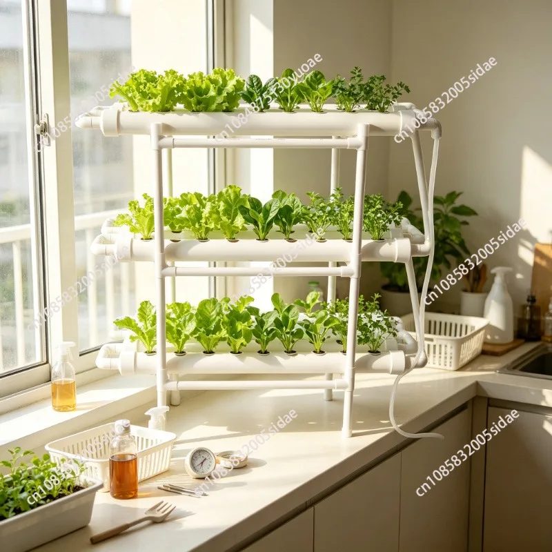 3-Layer Hydroponics Growing System Kit 108 Sites PVC Pipe Soilless Vegetable Herb Garden Planting System for Indoor Farming