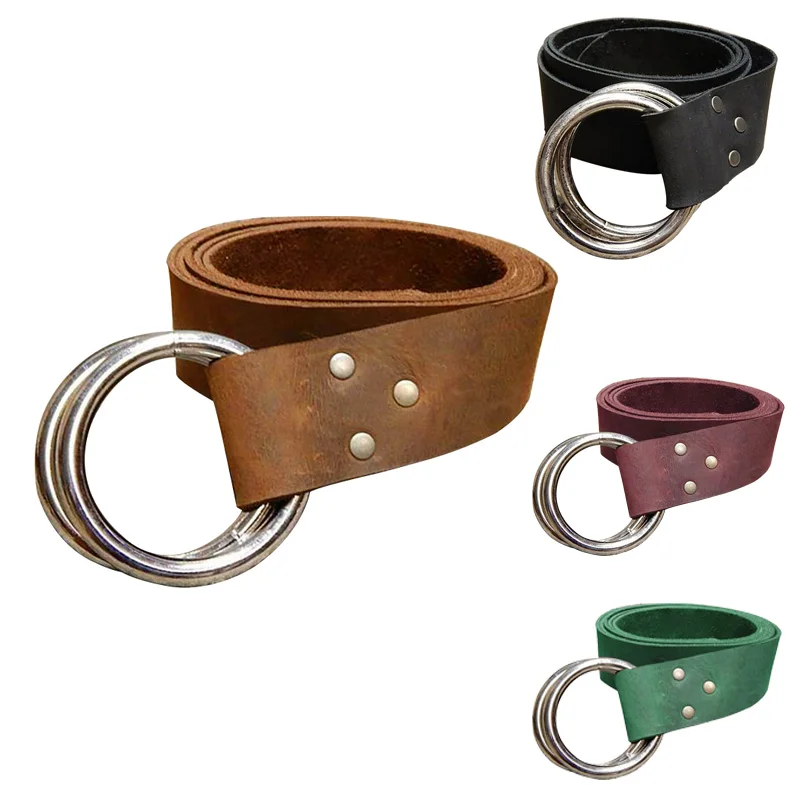 Ceinture à nœud en cuir PU pour hommes et femmes, Pirate Viking médiéval, Double joint torique, Costume de Cosplay de chevalier celtique, accessoire d'halloween