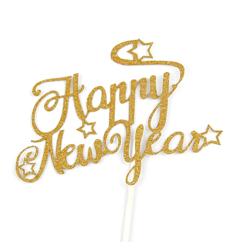 Cake Toppers Happy New Year Gold Birthday Love Cake Topper Cupake Flags Wedding Baby Shower DIY Decor Supplies Kids Party - Image 4