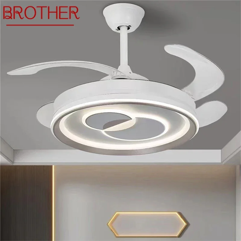 

BROTHER Modern Stealth Fan Light LED Living room Restaurant Bedroom Children's room Ceiling Fan Light Remote Electric Fan Light