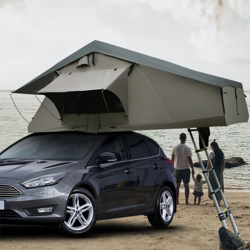 Roof tent, soft top, large space, portable folding, outdoor camping, weatherproof, car self-driving tour tent 1-3 people