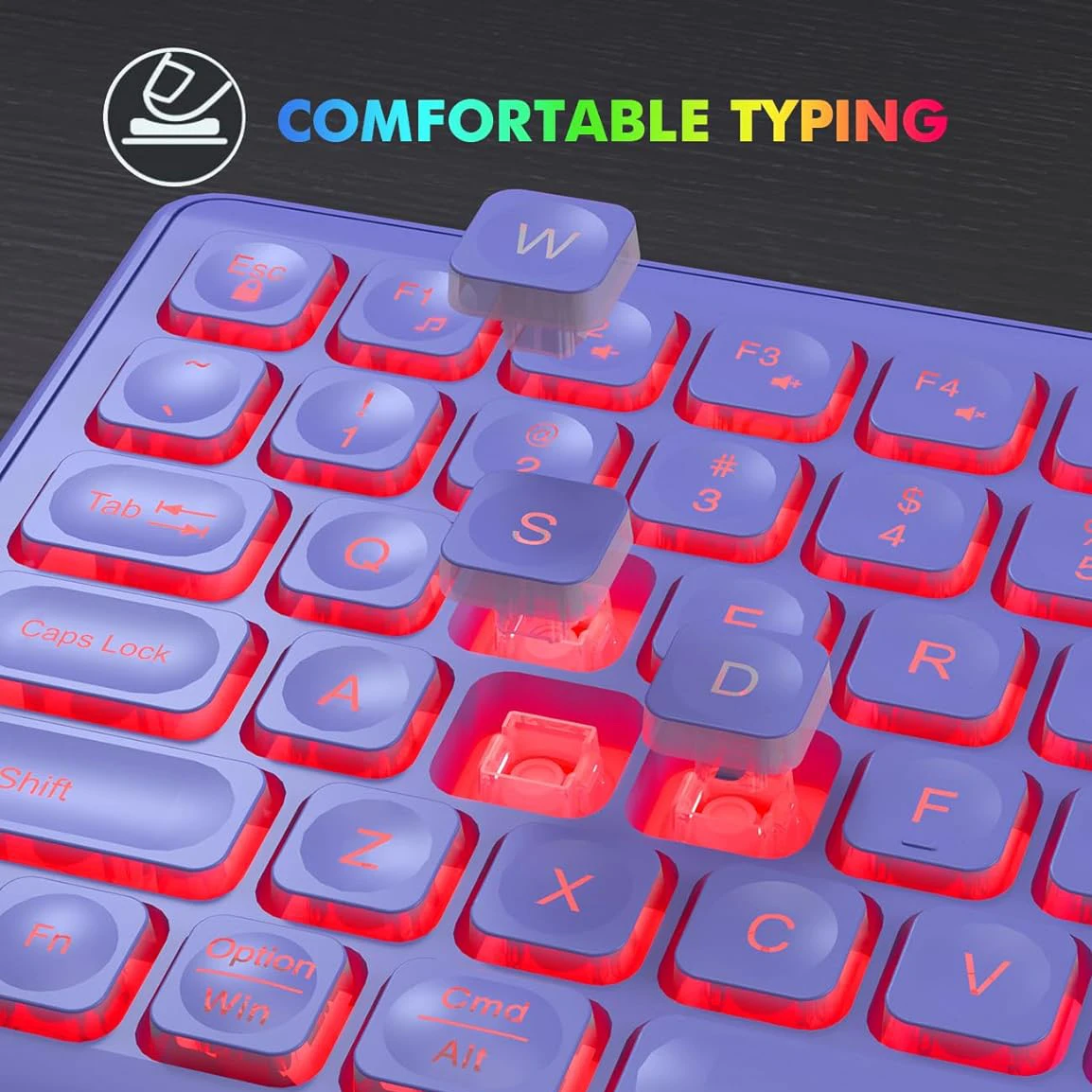 Imagem -05 - Combinação de Teclado e Mouse sem Fio Rgb Retroiluminado Recarregável Tamanho Grande Ergonômico Tipo-c Bow2.4g