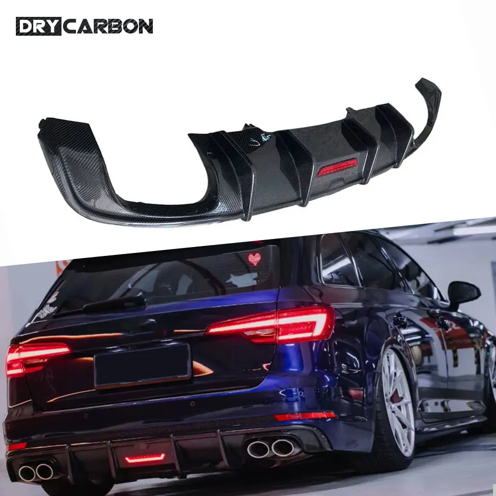 

Dry Carbon Fiber Rear Diffuser Spoiler for Audi A4 2017-2019 Station Wagon Avant Bumper Car Styling Body Kits Accessories FRP