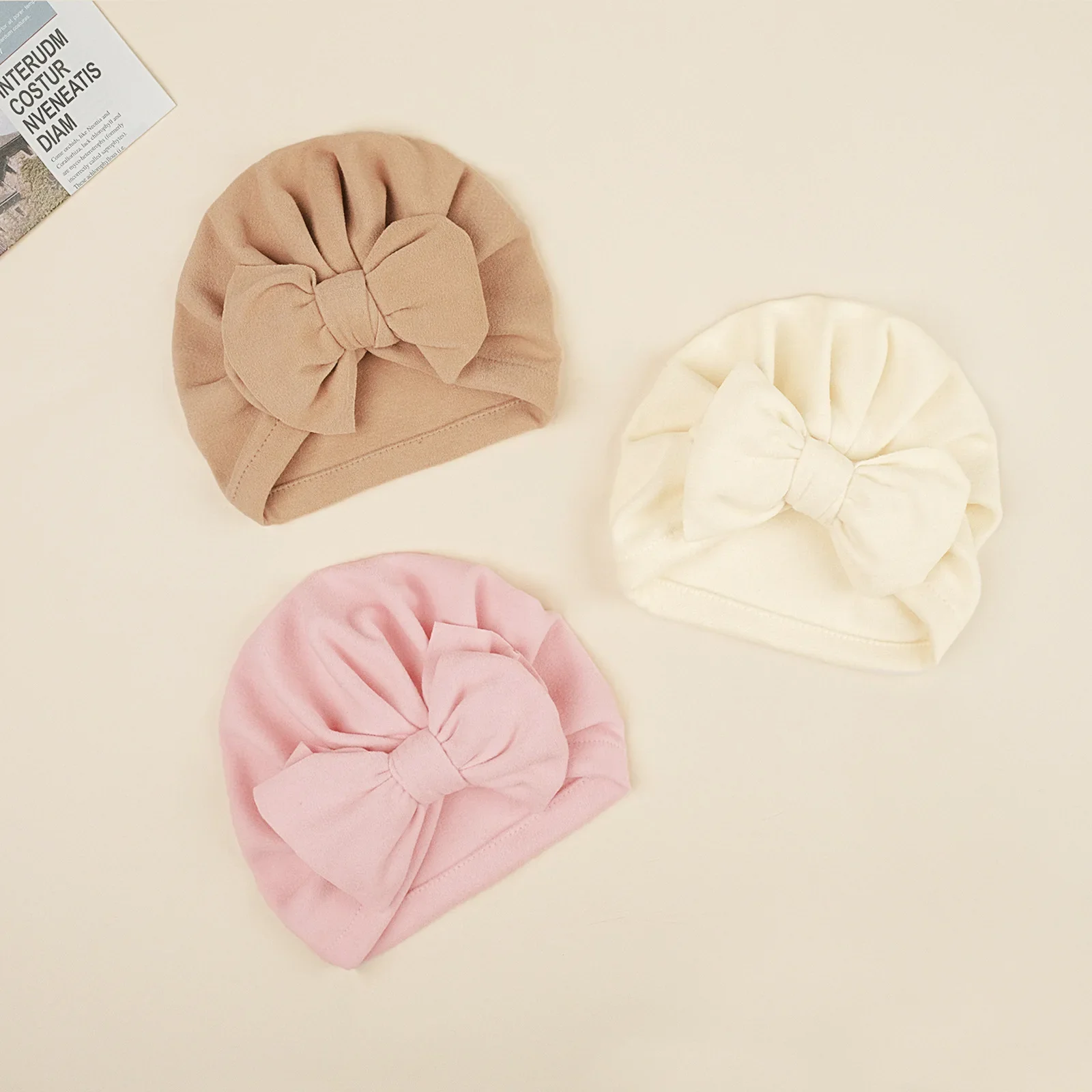

Newbron Hat Baby Girl Imitation Cashmere Baby Turban Beanies Newborn Cute Bow Bonnet Hat Infant Indian Cap Neonatal Fontanel Cap