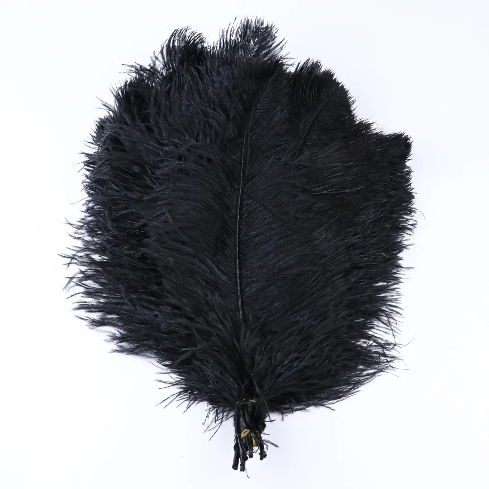 10 50 200 PCS Ostrich Feather Supplies Hard pole 40-75CM Black Ostrich feathers for Wedding Party centerpiece table decorative