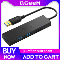 QGeeM USB Hub 3.0 Adapter 0.11m Card Reader USB Splitter for Xiaomi Laptops Macbook Pro USB 3.0 Hub for PC Computer Accessories