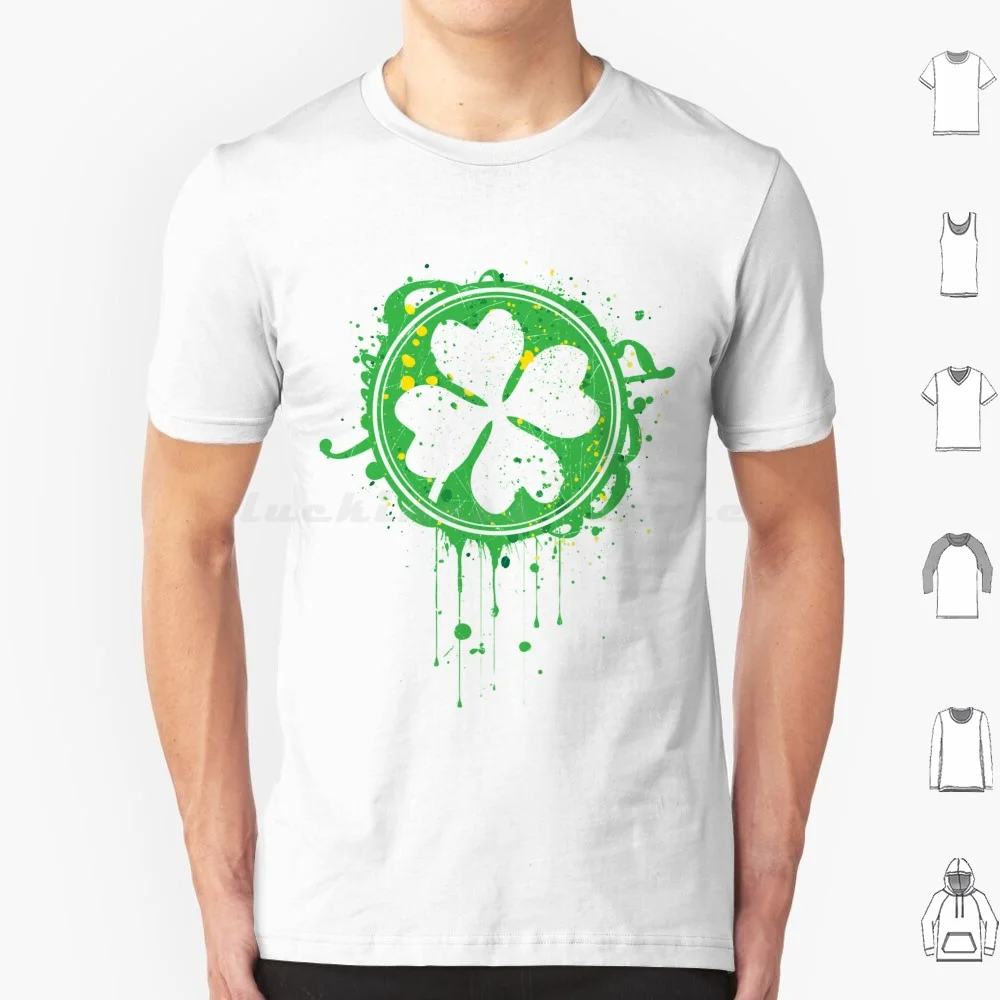 Clover T Shirt Men Women Kids 6xl Clover Saint Day Green Grunge Splash Festival Parade Holiday Holy Irland Irish