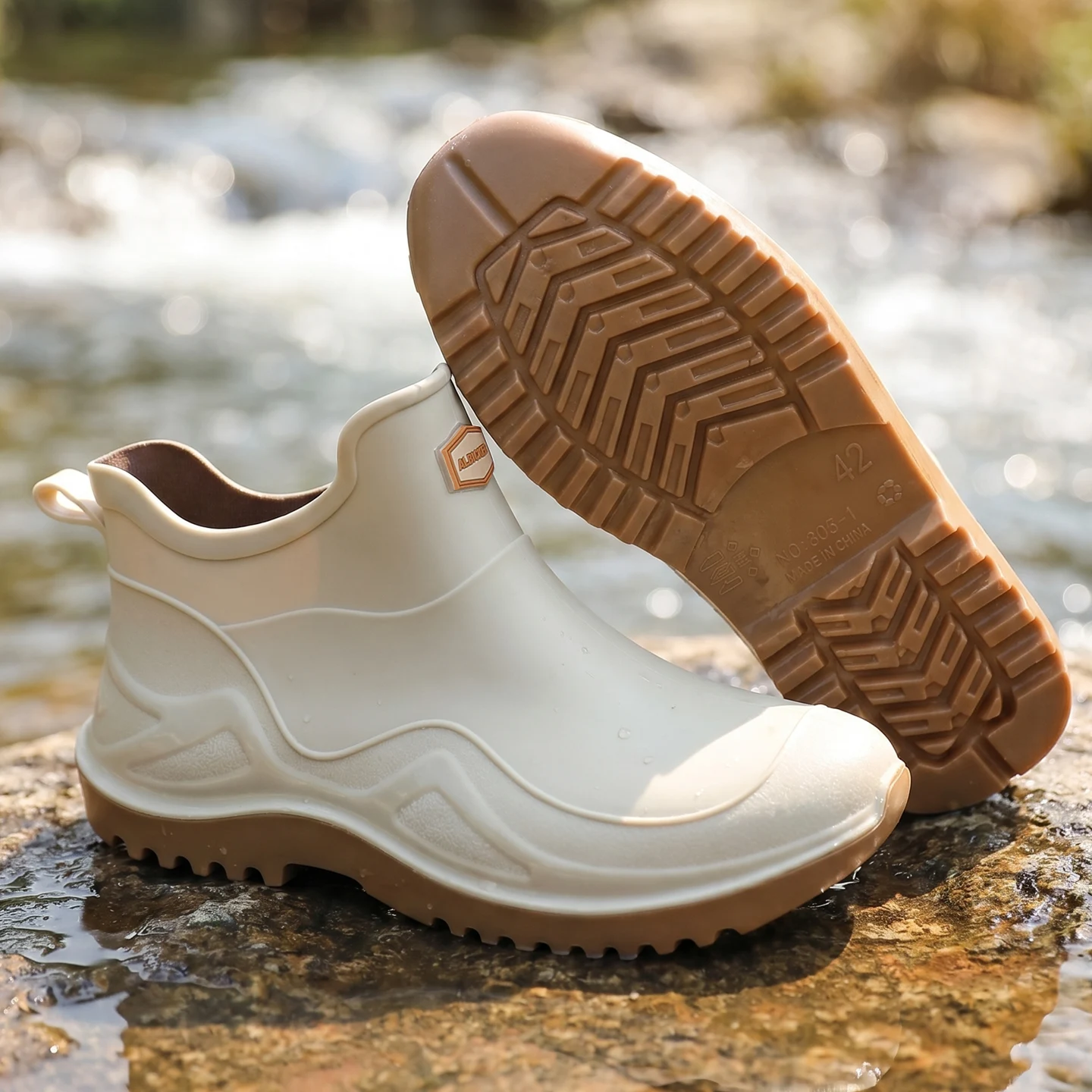 Anti-Slip Waterproof Short Rain Boots Unisex Fleece Lined Removable Outdoor Thick Bottom Wear Resistant Rubber Work Fishing W...