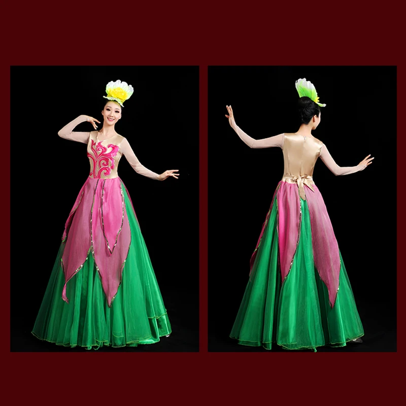 360/540/720 องศา Flamenco Big Swing กระโปรง Chorus เปิดเต้นรําชุดผู้หญิง Elegant ฝึกเวทีเต้นรําเครื่องแต่งกาย