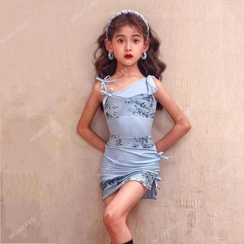 

Competition Latin Dance Dress Girls Cha Cha Rumba Tango Dance Clothes Kids Standard Ballroom Dance Dresses Latin Practice Dress