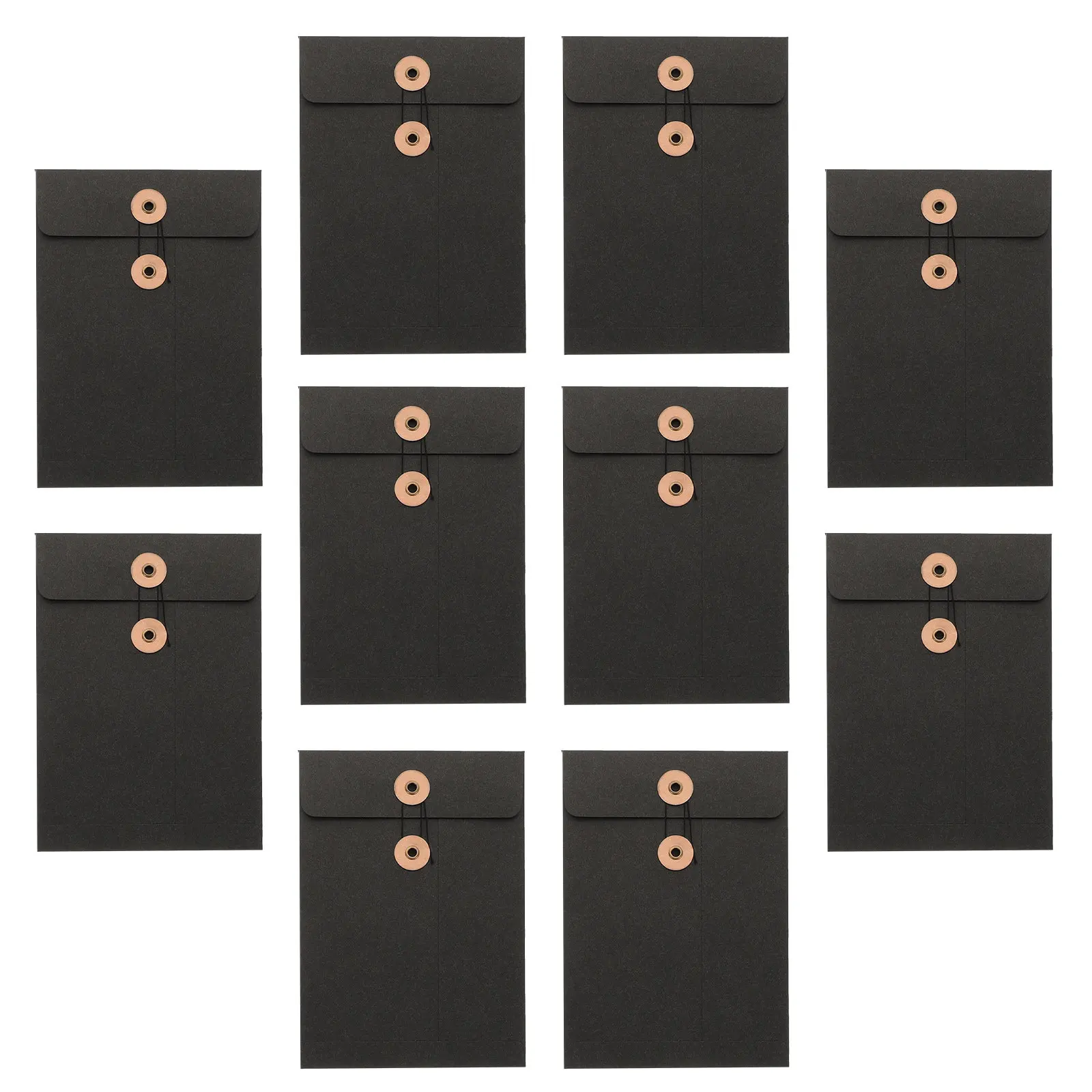 10Pcs Kraft File Bag Vintage Style String Closure Document Holder Pouch for Student Test Paper Carrying Folder School Supplies
