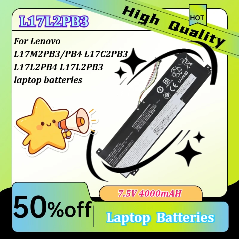 New 7.5V 4000mAH Replace the battery For Lenovo L17M2PB3/PB4 L17C2PB3 L17L2PB4 L17L2PB3 laptop batteries