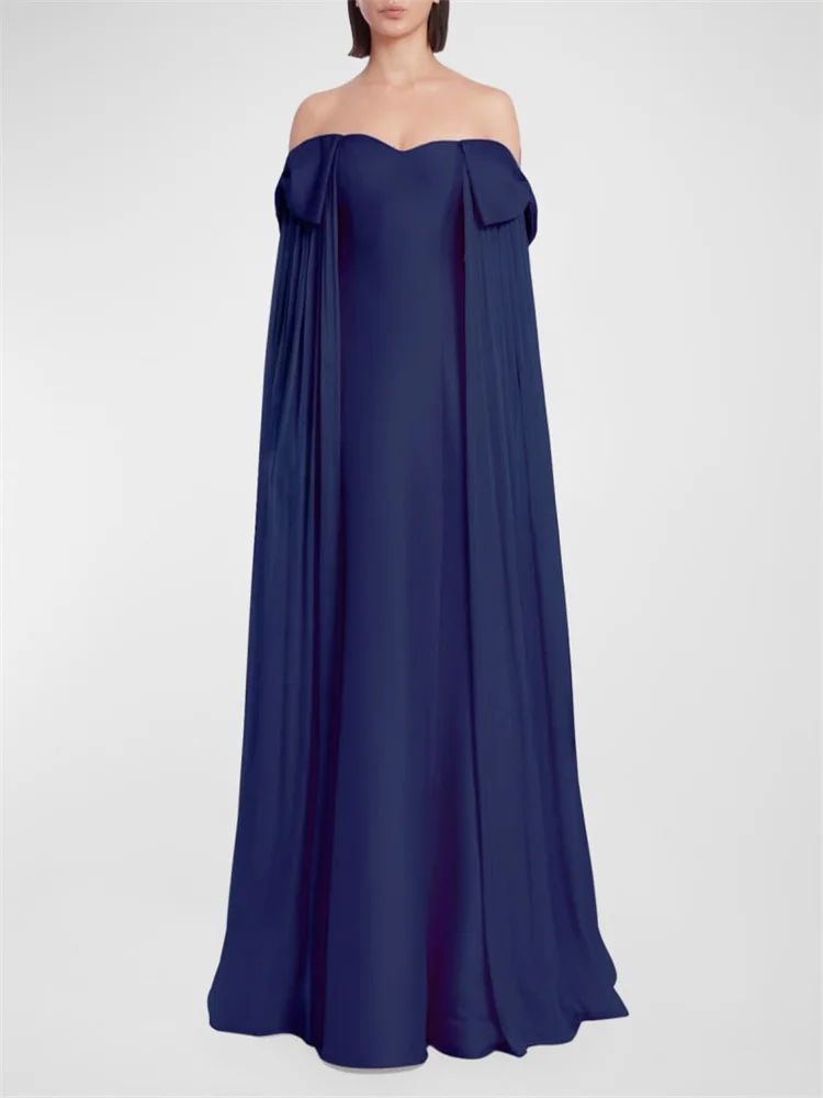 

New Arrival Off-The-Shoulder Sweetheart Neckline Long Cape Sleeves Evening Dress Elegant Back Zipper Floor Length Gown For Women