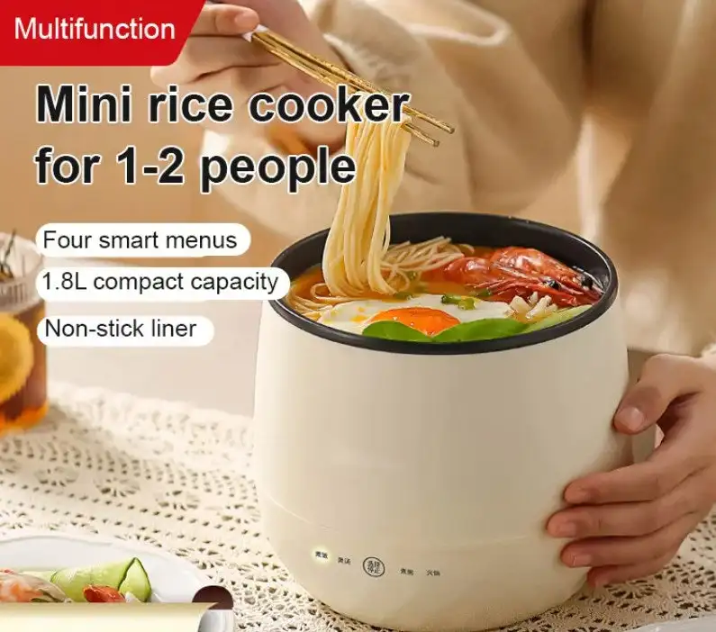 Multifunctional Electric Mimi Cooker Home Hot Pot 1.8L 1-2 People Heating Pan Cooking Pot Machine 110/220V Rice Cooker Appliance